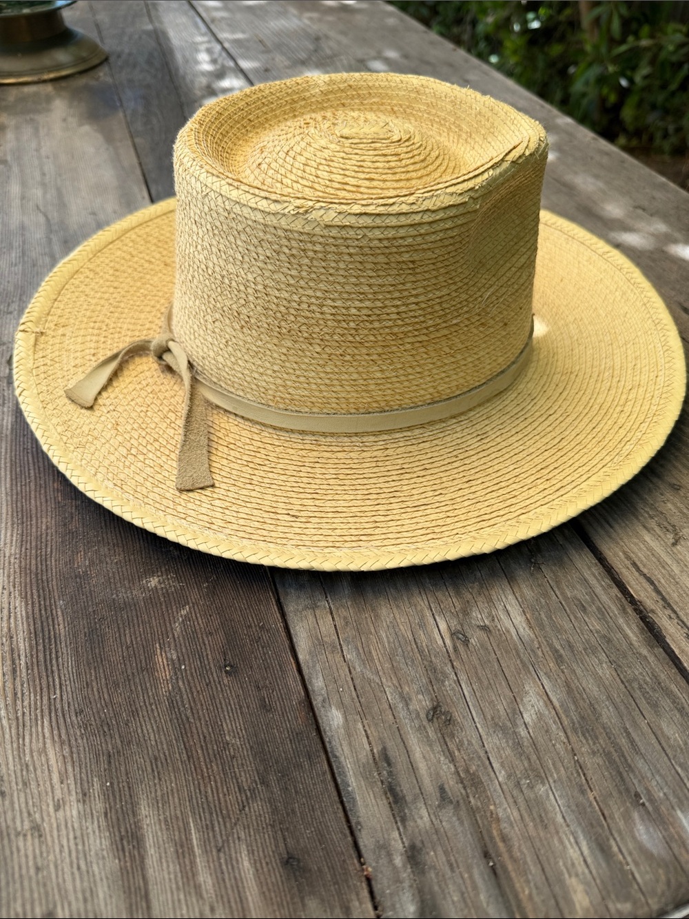 Straw Sun Hat with Bow Trim - Yellow
